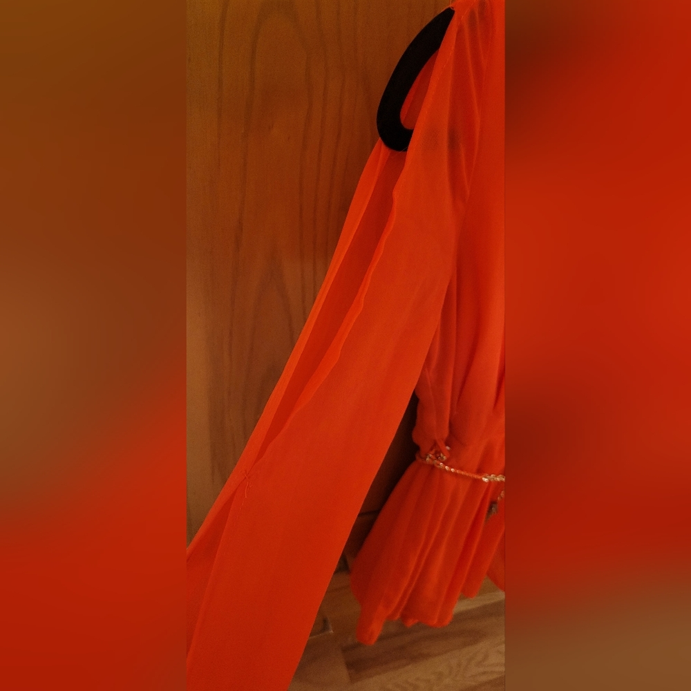 Long sleeve romper in size small. Deep coral color. - Picture 5 of 7
